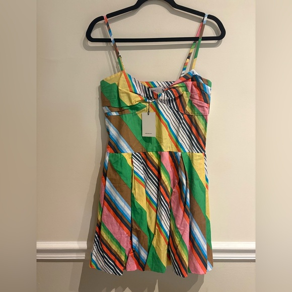Anthropologie SWF NWT Fitted Balloon Mini Dress Cotton Stripe La Fiesta Medium - Picture 9 of 13